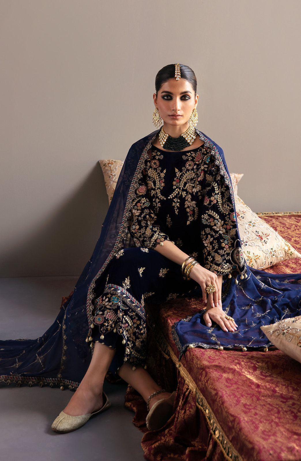 EMAAN ADEEL Velvet Embroidered Unstitched Replica Collection