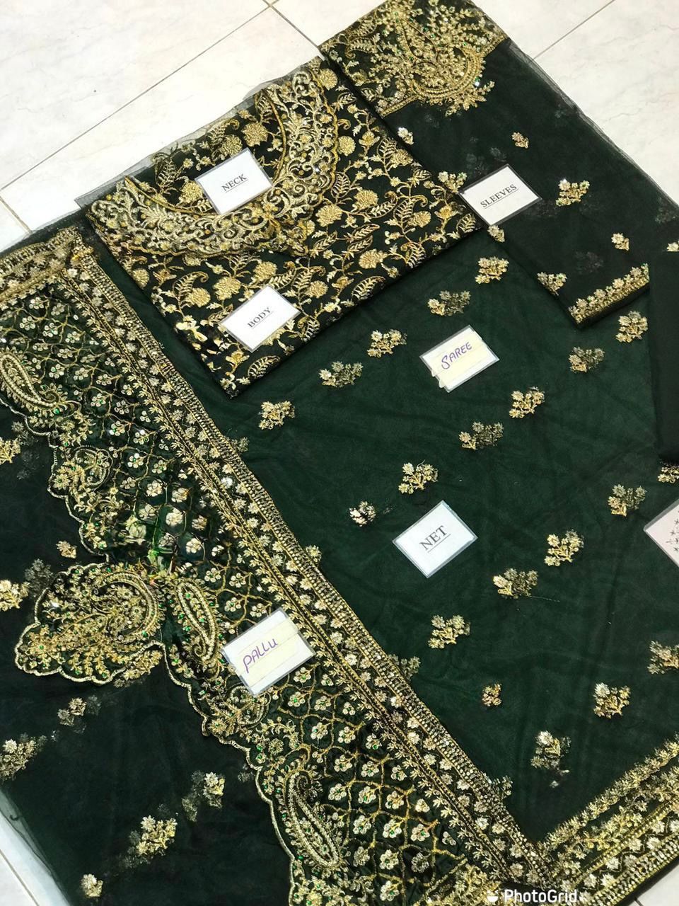 MARIA B – Saree Wedding Collection (GREEN)