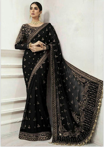 MARIA B – Saree Wedding Collection (BLACK)