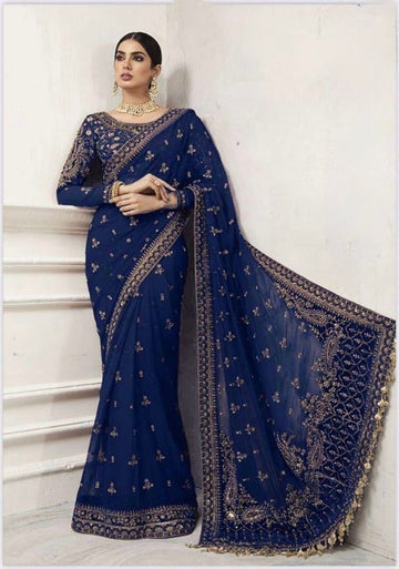 MARIA B – Saree Wedding Collection (BLUE)
