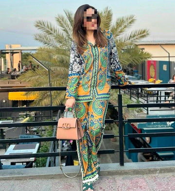 Lulusar Digital Printed 3-Piece Silk Suit ( Design 2)