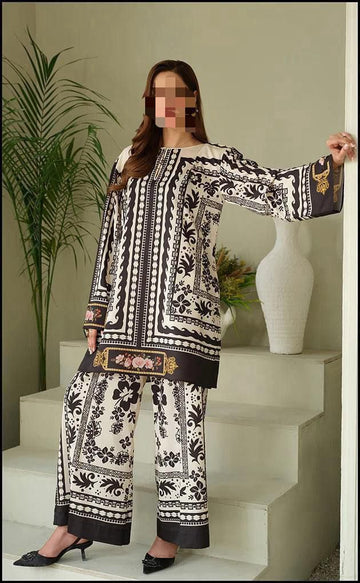 Lulusar Digital Printed 3-Piece Silk Suit ( Design 5)