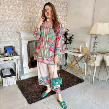 Lulusar Digital Printed 3-Piece Silk Suit ( Design 7)