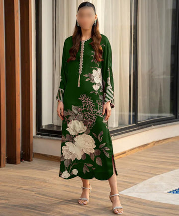 Lulusar Digital Printed 3-Piece Silk Suit ( Design 14)