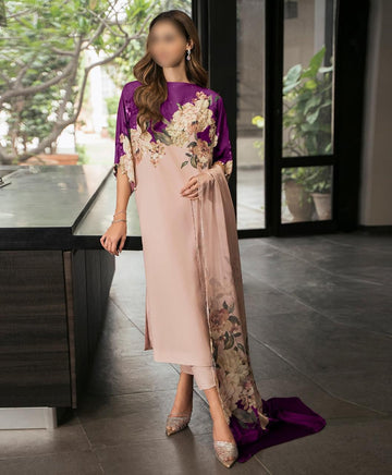 Lulusar Digital Printed 3-Piece Silk Suit ( Design 17)