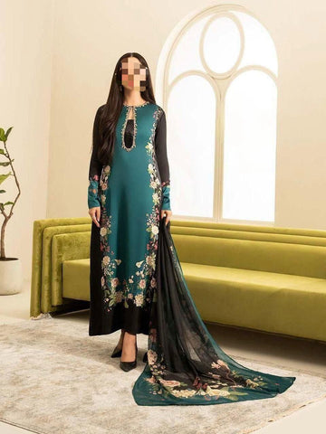 Lulusar Digital Printed 3-Piece Silk Suit ( Design 23)
