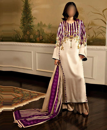 Lulusar Digital Printed 3-Piece Silk Suit ( Design 32)