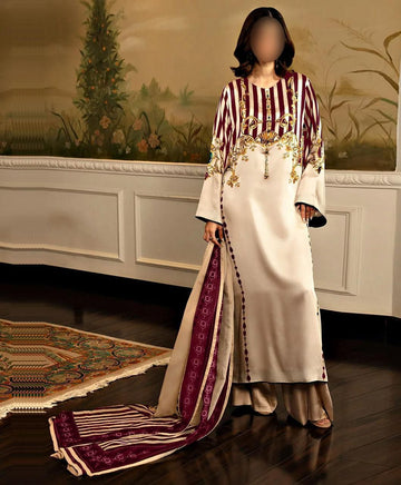 Lulusar Digital Printed 3-Piece Silk Suit ( Design 34)