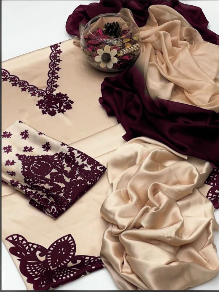 Lulusar Digital Printed 3-Piece Silk Suit ( Design 46)