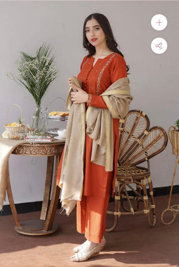 URGE Dhanak 3PC Embroidered Suit ( Article 6)