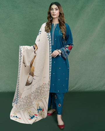 URGE Dhanak 3PC Embroidered Suit ( Article 14)