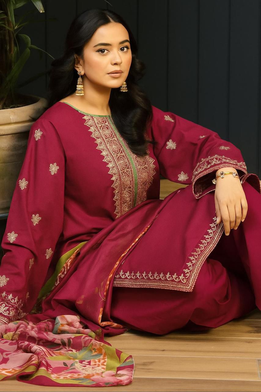 URGE Dhanak 3PC Embroidered Suit ( Article 19)