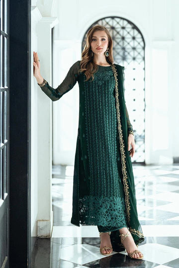 Azure Luxury Chiffon Embroidered – Sequence Work 3-Piece Suit